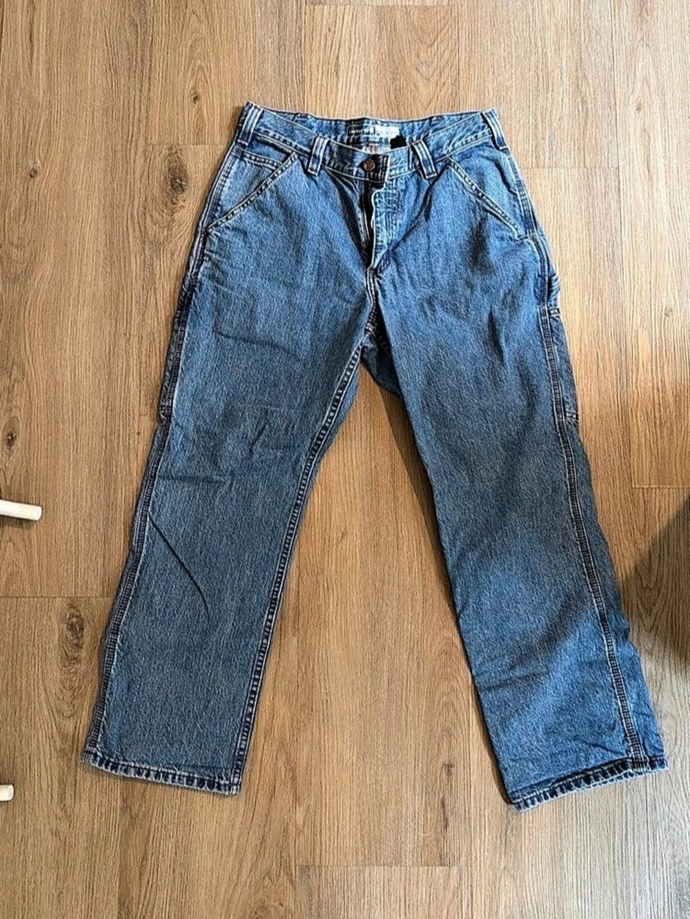 Carhartt Loose Fit Washed Denim Work Dungaree Men's Blue Jeans Waist 30 x 28